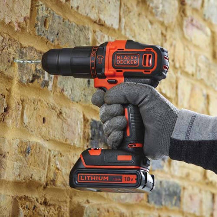 Дрель-шуруповерт аккумуляторный ударный BLACK+DECKER BDCHD18KB (BDCHD18KB)