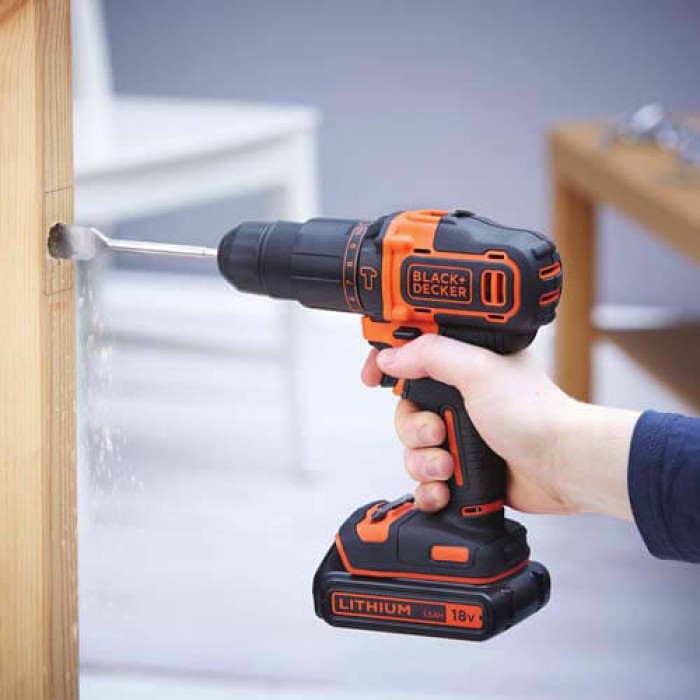 Дрель-шуруповерт аккумуляторный ударный BLACK+DECKER BDCHD18KB (BDCHD18KB)