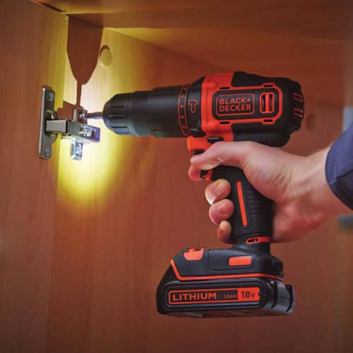 Дрель-шуруповерт аккумуляторный ударный BLACK+DECKER BDCHD18KB (BDCHD18KB)