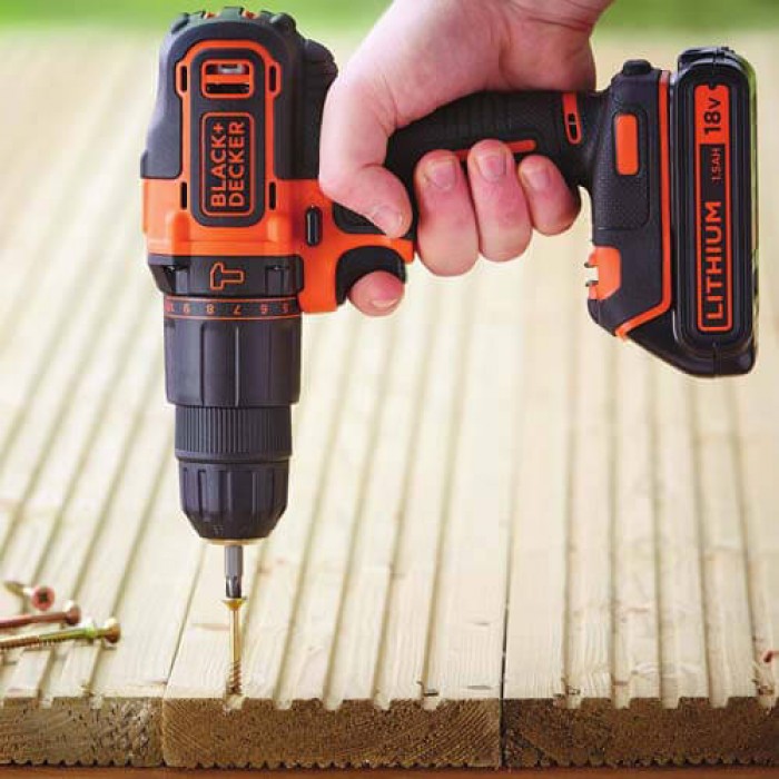 Дрель-шуруповерт аккумуляторный ударный BLACK+DECKER BDCHD18KB (BDCHD18KB)