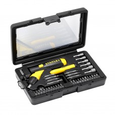 Битодержатель отверточного типа Pistol Grip Ratchet с храповым механизмом и набором из 37 бит STANLEY 0-63-038