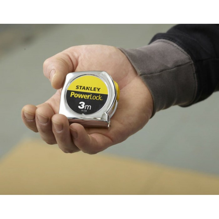 Рулетка измерительная Powerlock® длиной 3 м, шириной 12,7 мм в хромированном пластмассовом корпусе STANLEY 0-33-238 (0-33-238)