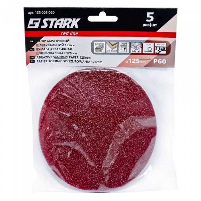 Папір шліфувальний Stark D125 мм з. 60 5 шт. (125005060)
