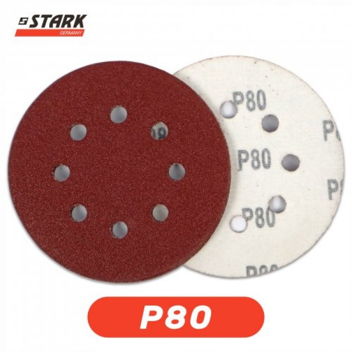 Папір шліфувальний Stark D125 мм 8 отворів з. 80 5 шт. (126005080)