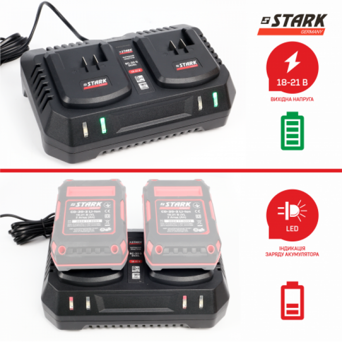 Зарядний пристрій STARK BC-20Q DUAL 18-21 В (210018030.002)