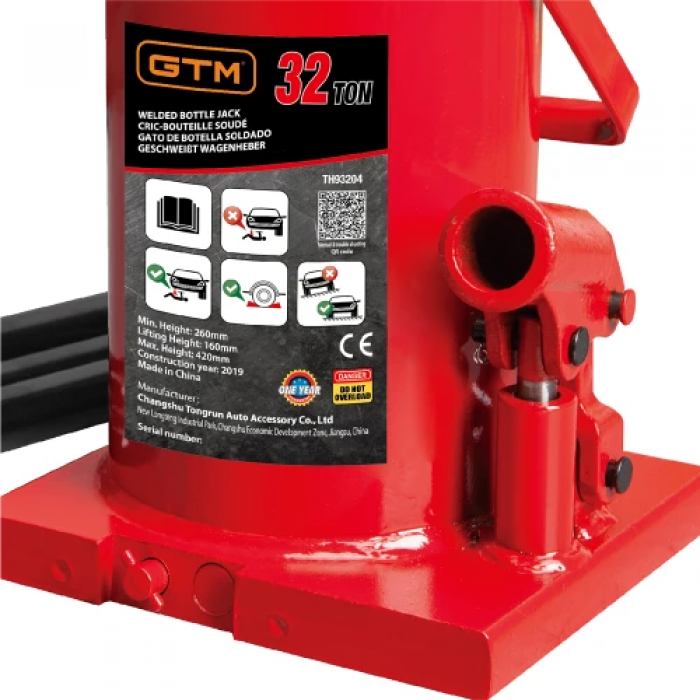 Домкрат гідравлічний пляшковий 32т GTM TH93204 (UKR U-32915)