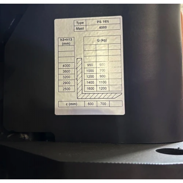Штабелер електричний GTM PS16N 4000 1,6т/4,0м з АКБ 2*12В 240 А*год (PS16N 4000) (UKR U-92433)